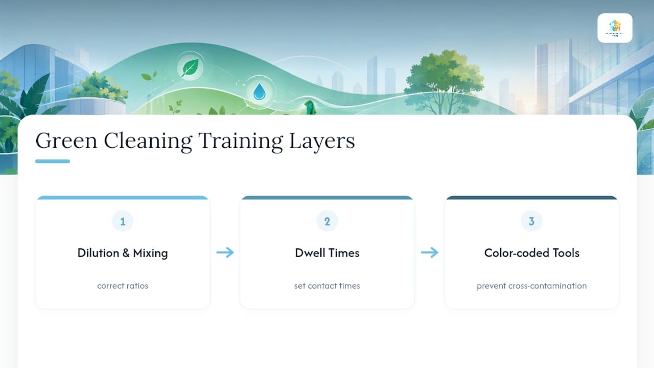 Diagram of green cleaning staff training layers