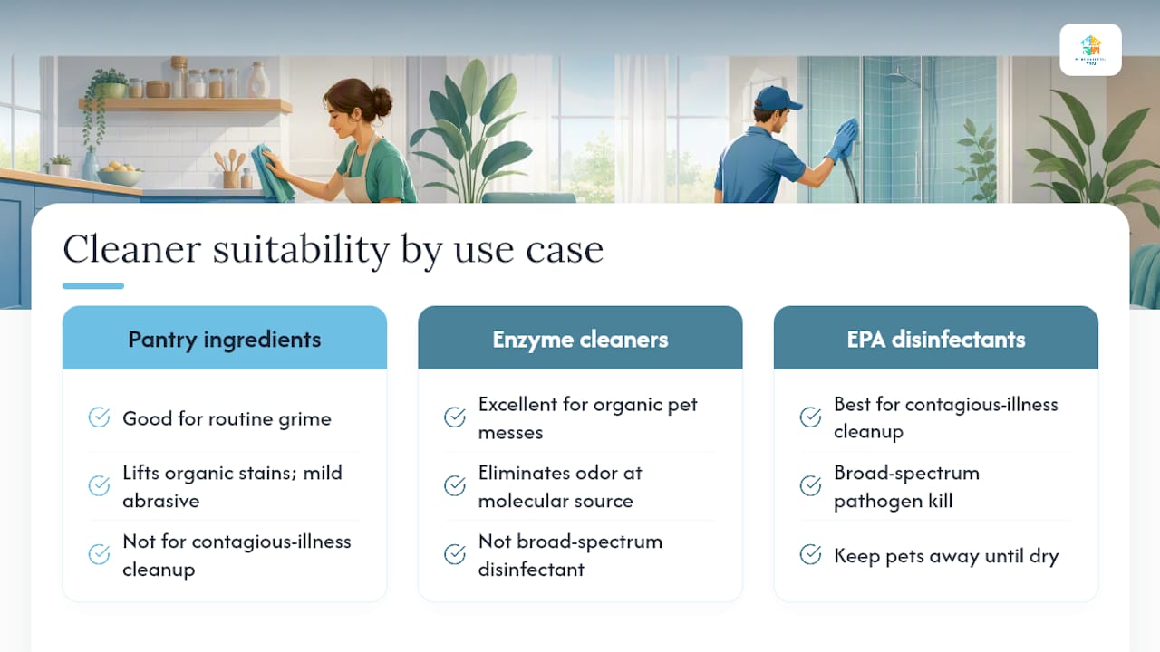 Comparison of pet-safe cleaning methods