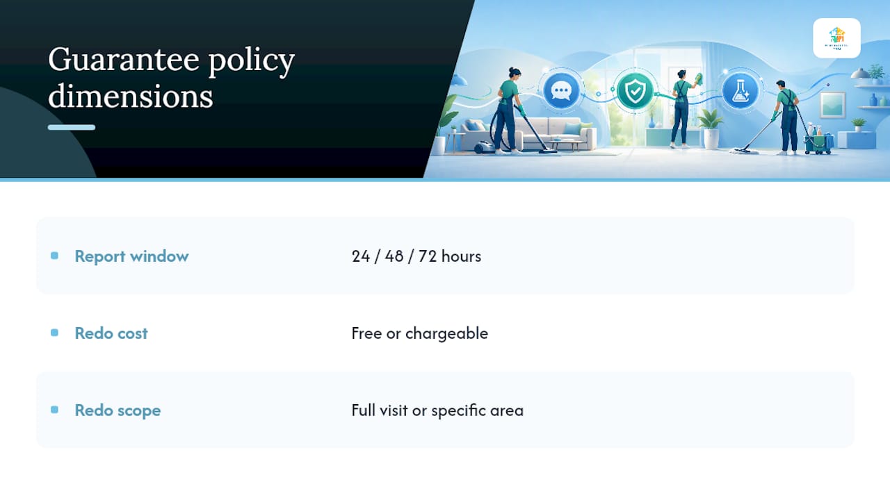 Cleaning guarantee policy comparison