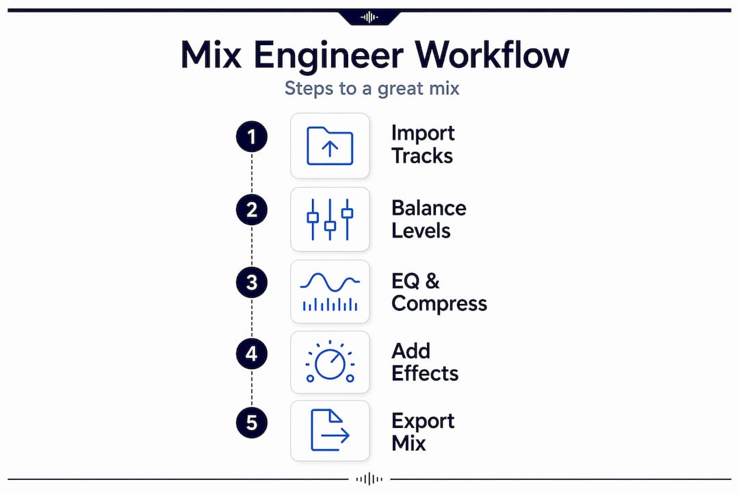 Mix engineer workflow process infographic