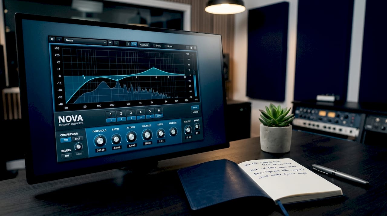 Dynamic equalizer plugin interface on computer screen