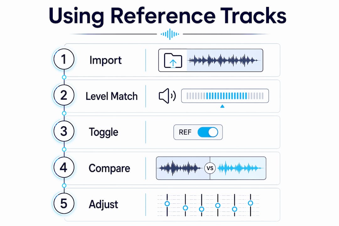 Infographic detailing steps to use reference tracks effectively