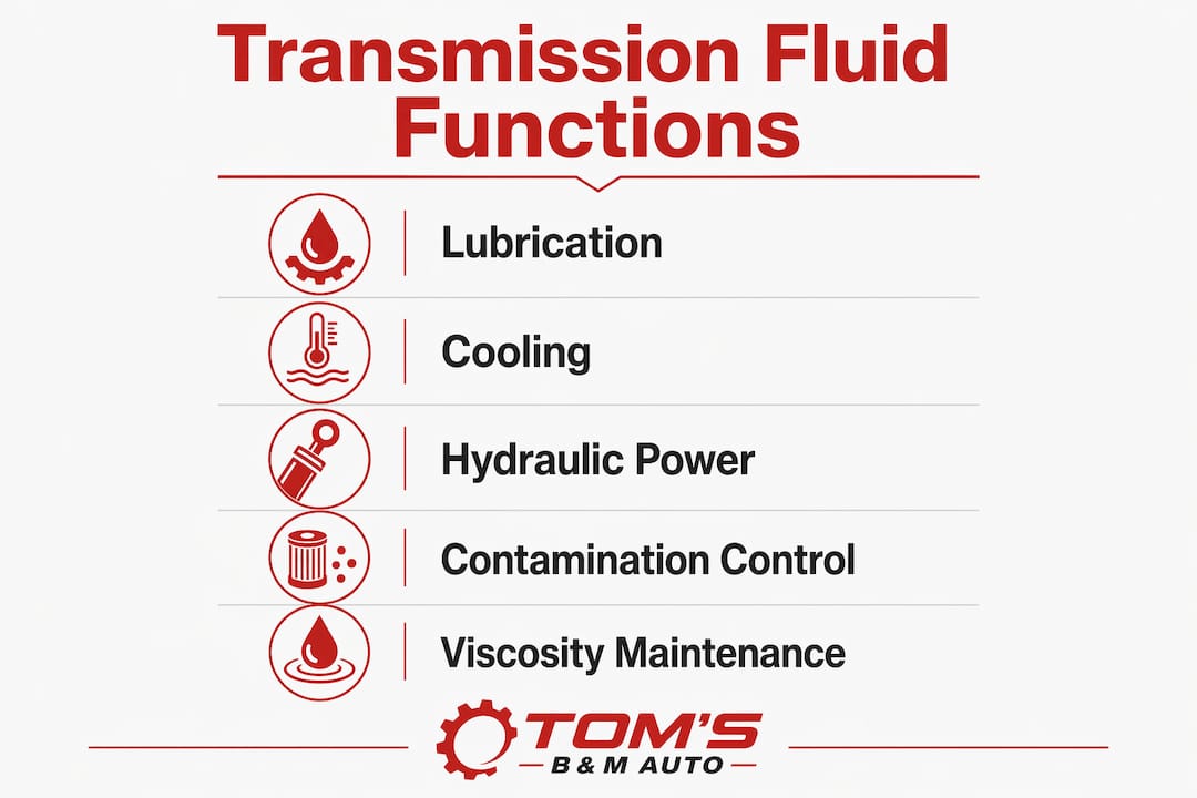 Infographic illustrating transmission fluid functions