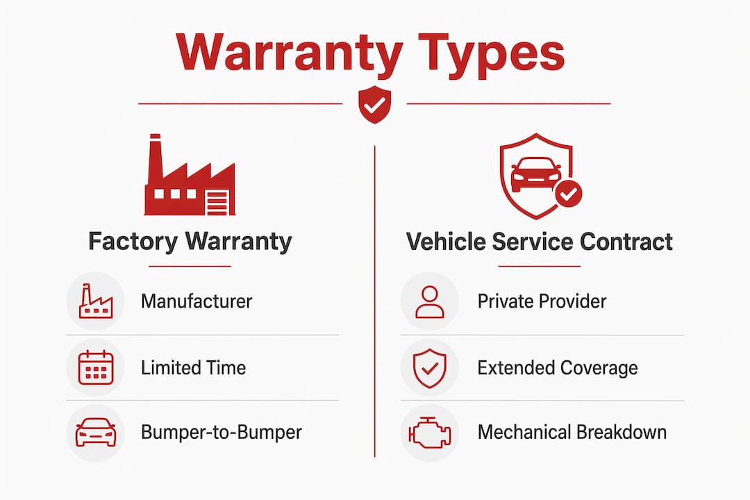 Infographic comparing factory warranty and service contract