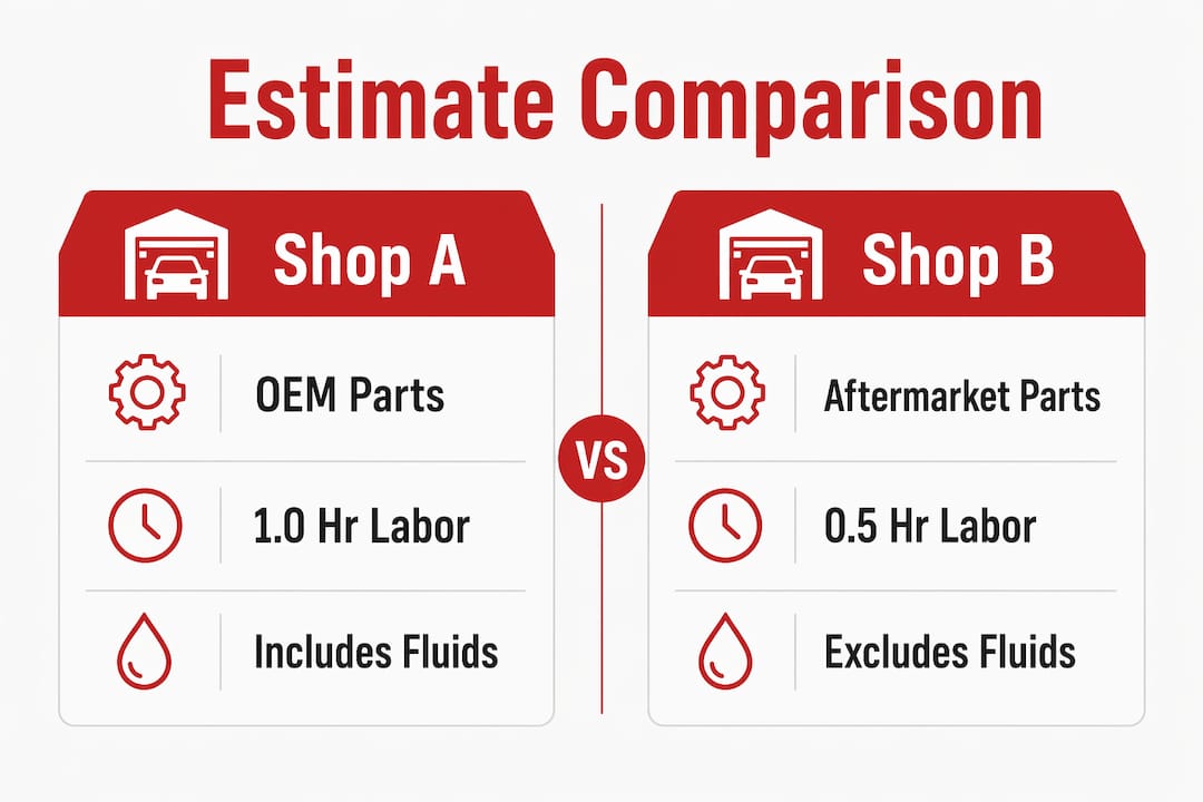 Infographic comparing two repair shop estimates