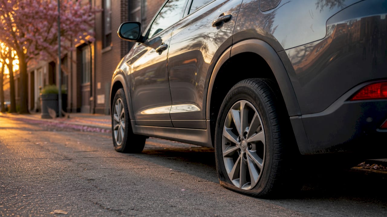 Car with uneven tire pressure causing pull