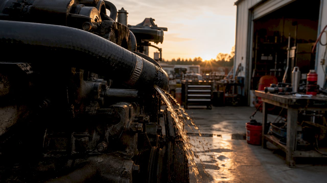 Leaking radiator hose with coolant drip