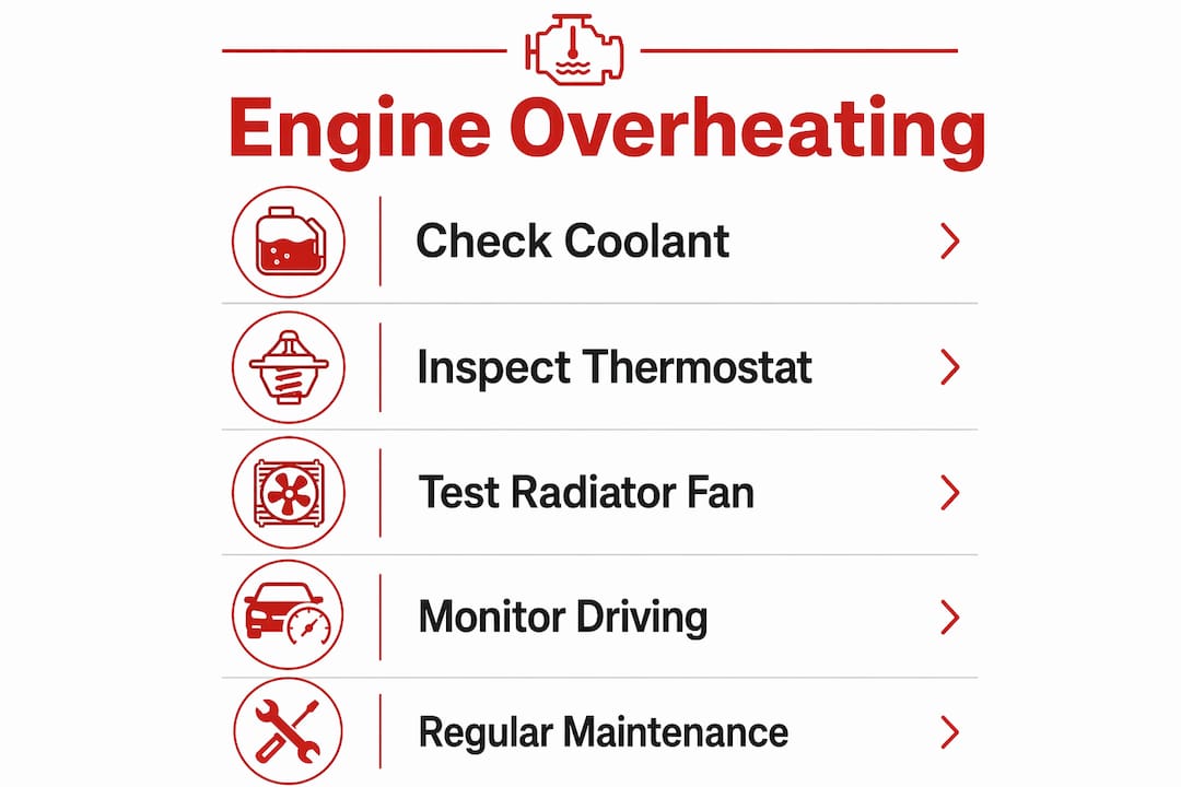 Infographic detailing engine overheating causes and prevention steps