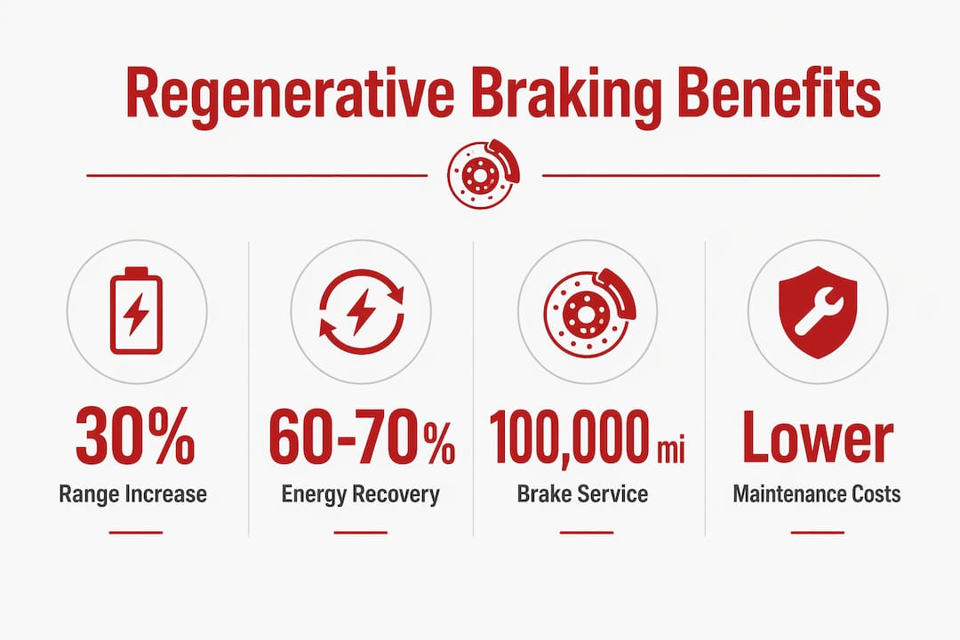 Infographic illustrating regenerative braking benefits with key statistics