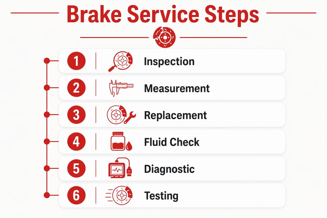 Infographic showing brake service process steps