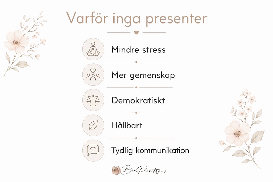 Infografik: Fem fördelar med att fira utan presenter