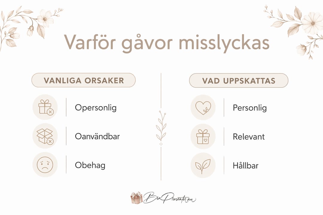 En infografik om varför gåvor ibland inte får önskad effekt – och vad som faktiskt brukar uppskattas mer