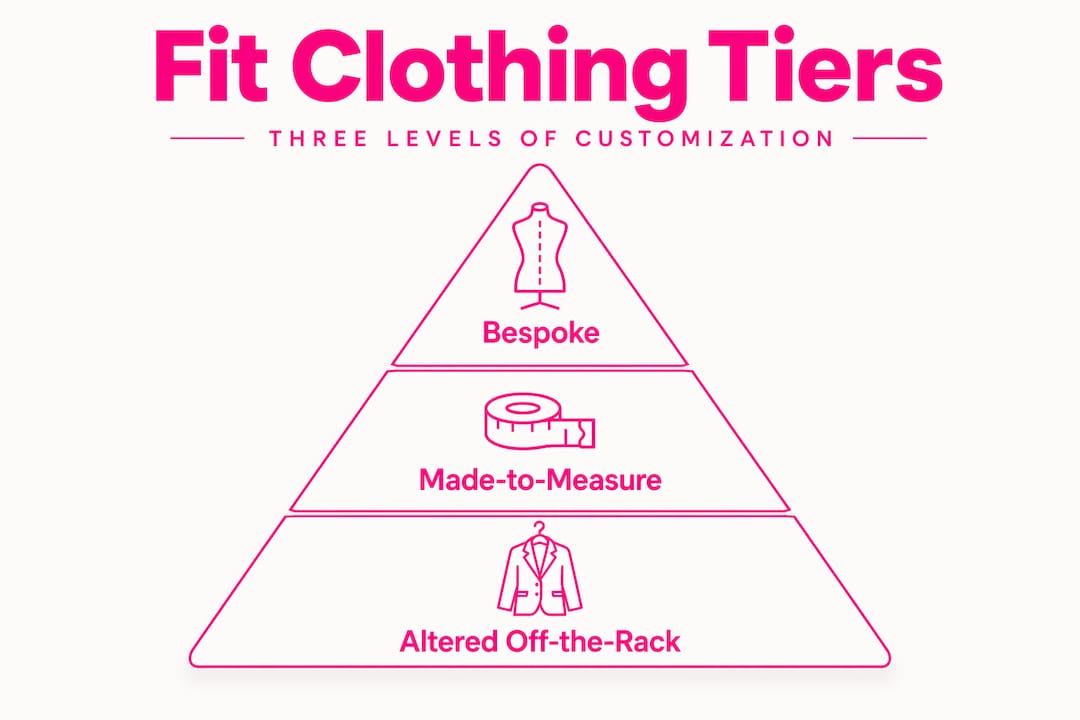 Infographic showing tiers of custom fit clothing