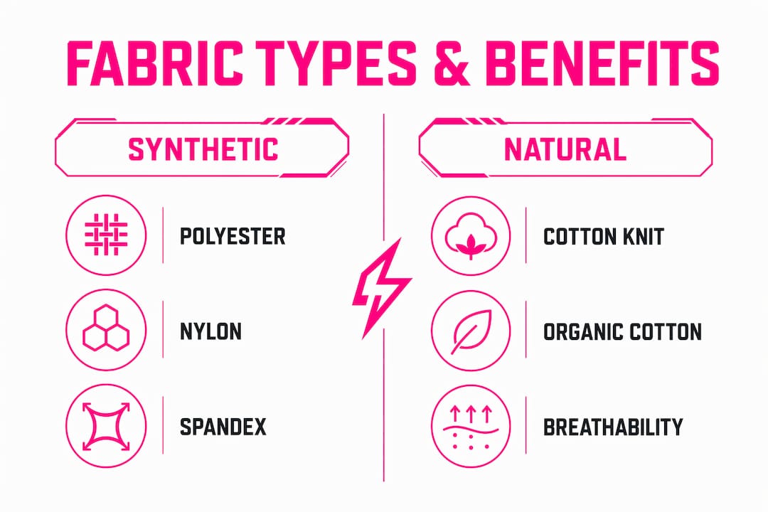 Infographic comparing stretch fabric types and benefits