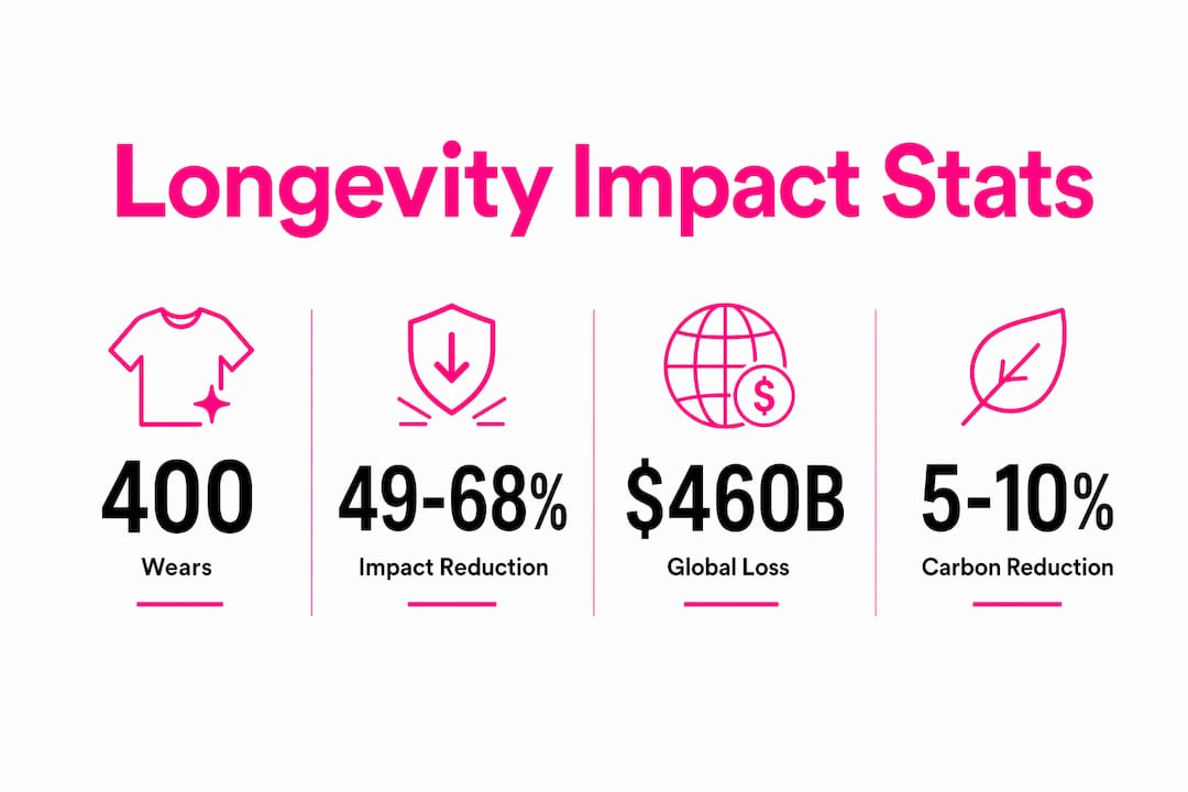 Infographic showing key stats about clothing longevity and sustainability
