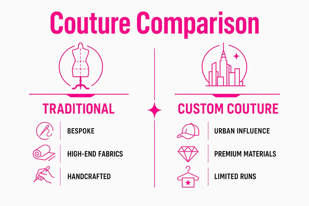 Infographic comparing traditional and custom couture streetwear