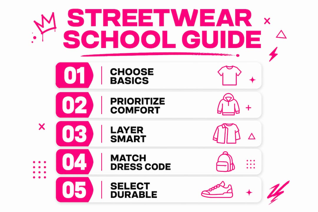 Infographic outlining streetwear tips for school