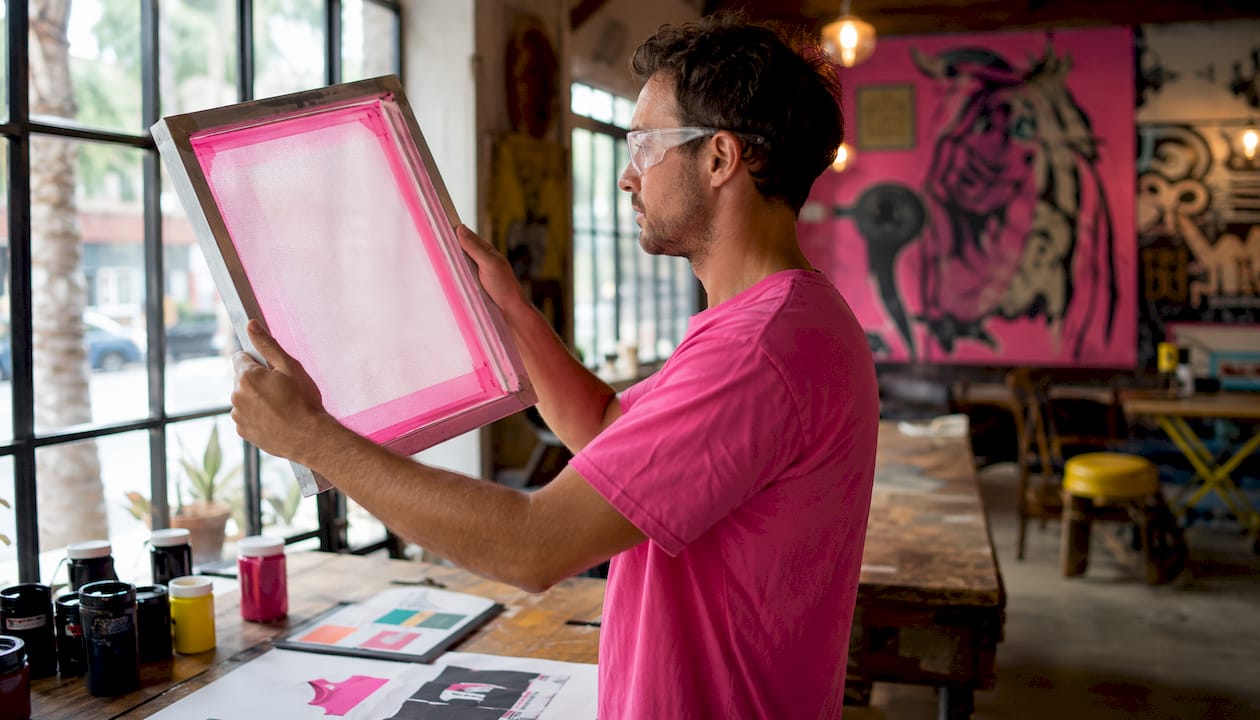 Screen printer inspecting mesh screen