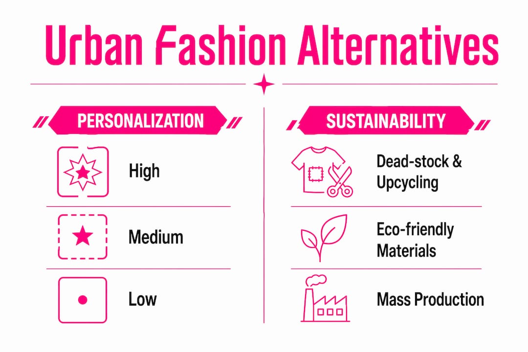 Infographic comparing personalization and sustainability in urban fashion