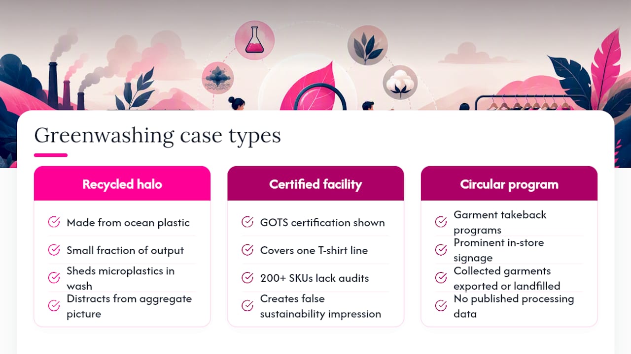 Real examples of greenwashing in fashion and what they reveal — overview diagram
