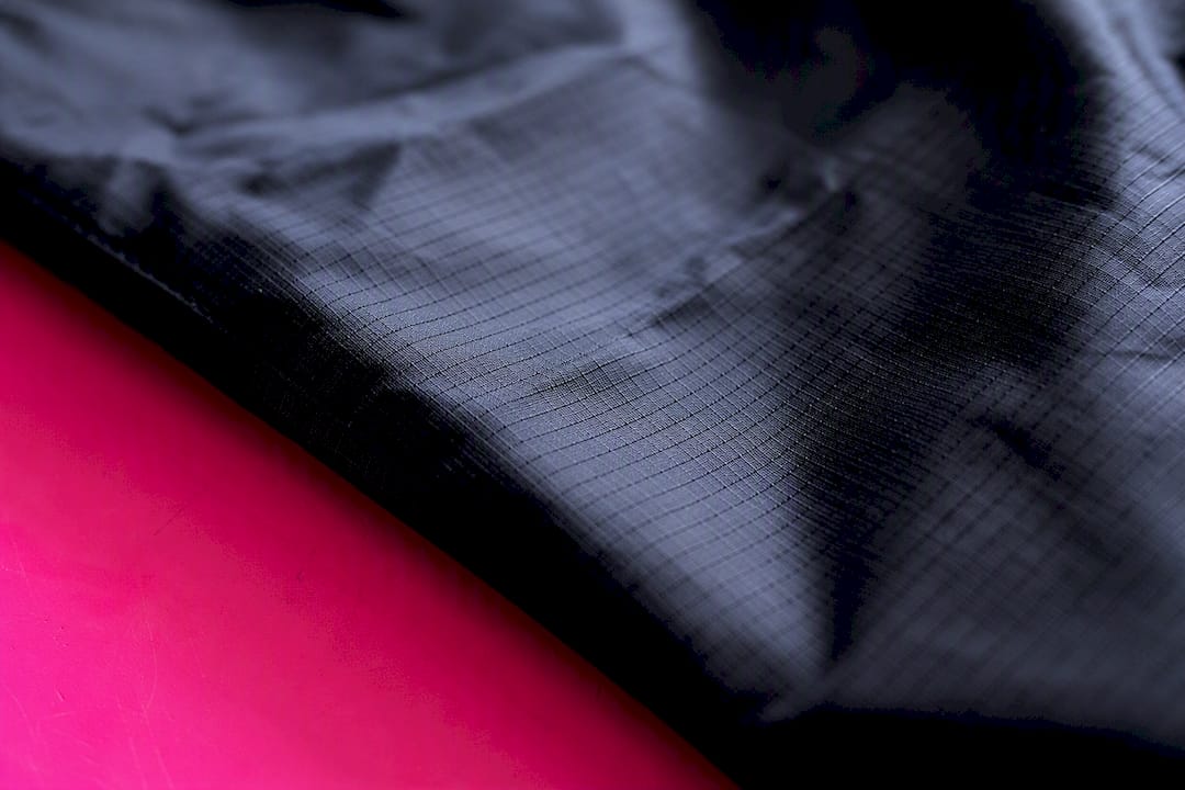 Close-up of ripstop nylon polyester fabric