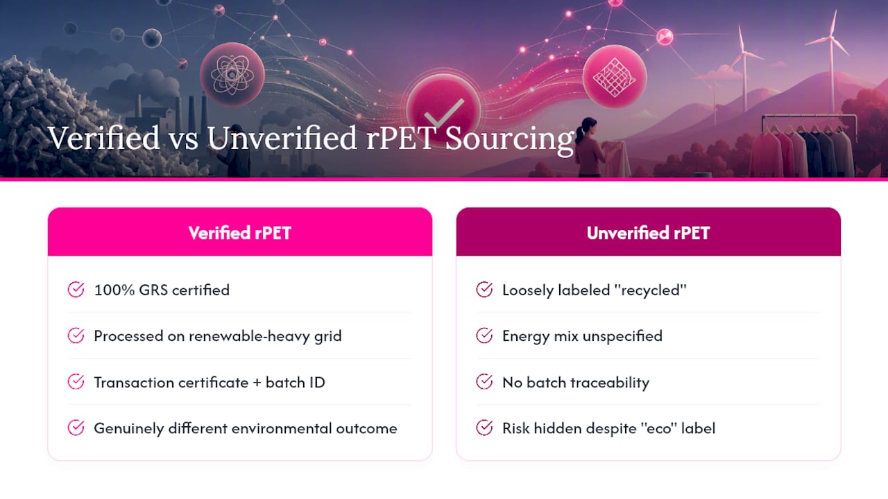 Comparison of verified and unverified rPET sourcing