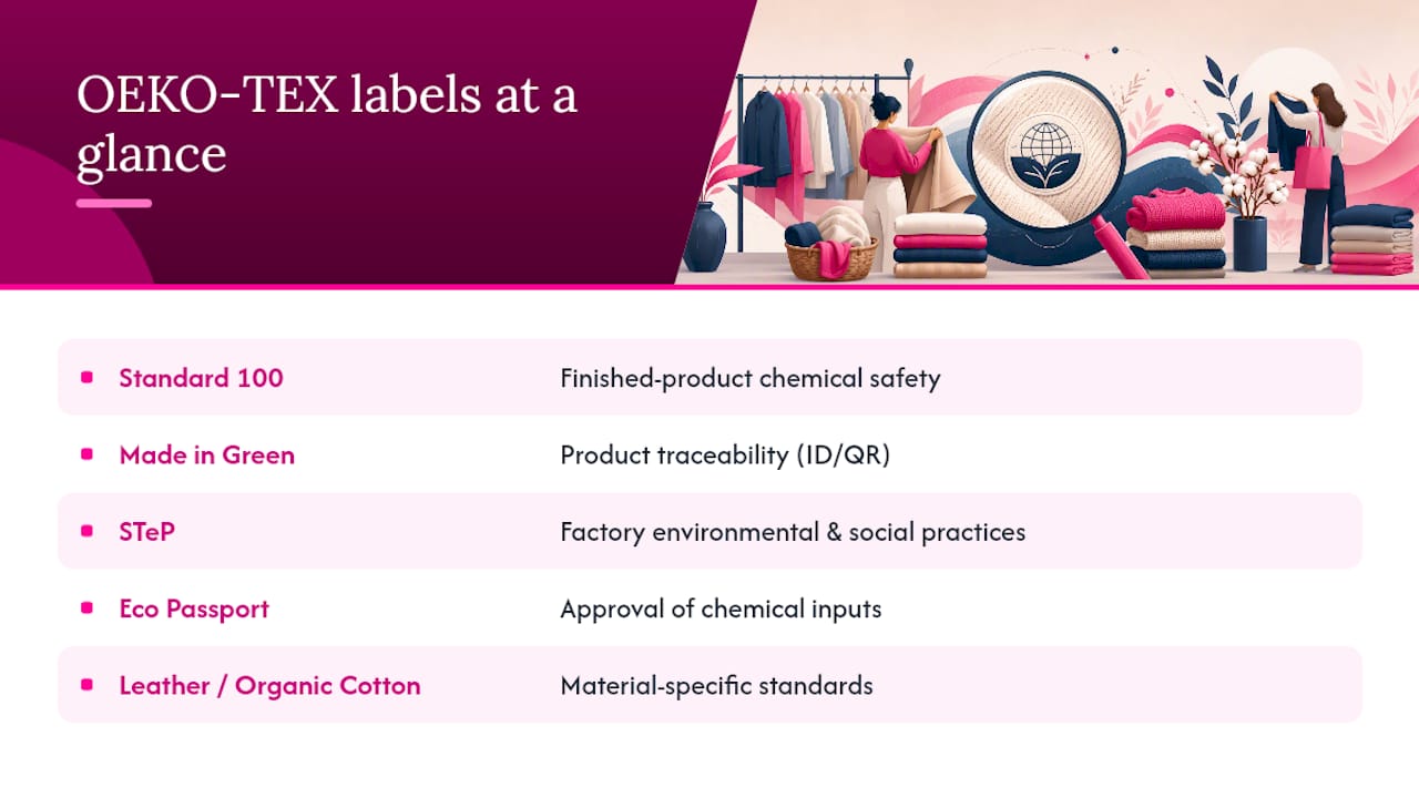 Comparison of five OEKO-TEX certification labels