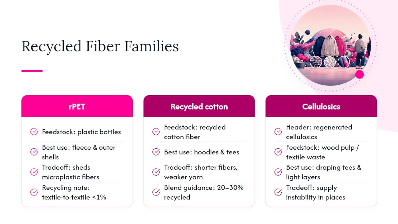 Comparison of recycled streetwear fiber families
