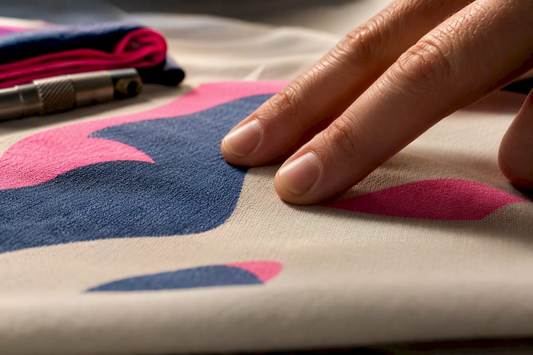 Fingers feeling soft water-based fabric print
