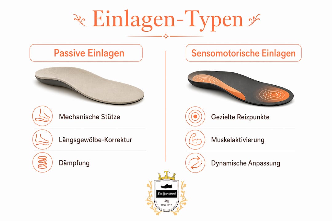 Infografik: Passiv- vs. sensomotorische Einlagen im direkten Vergleich