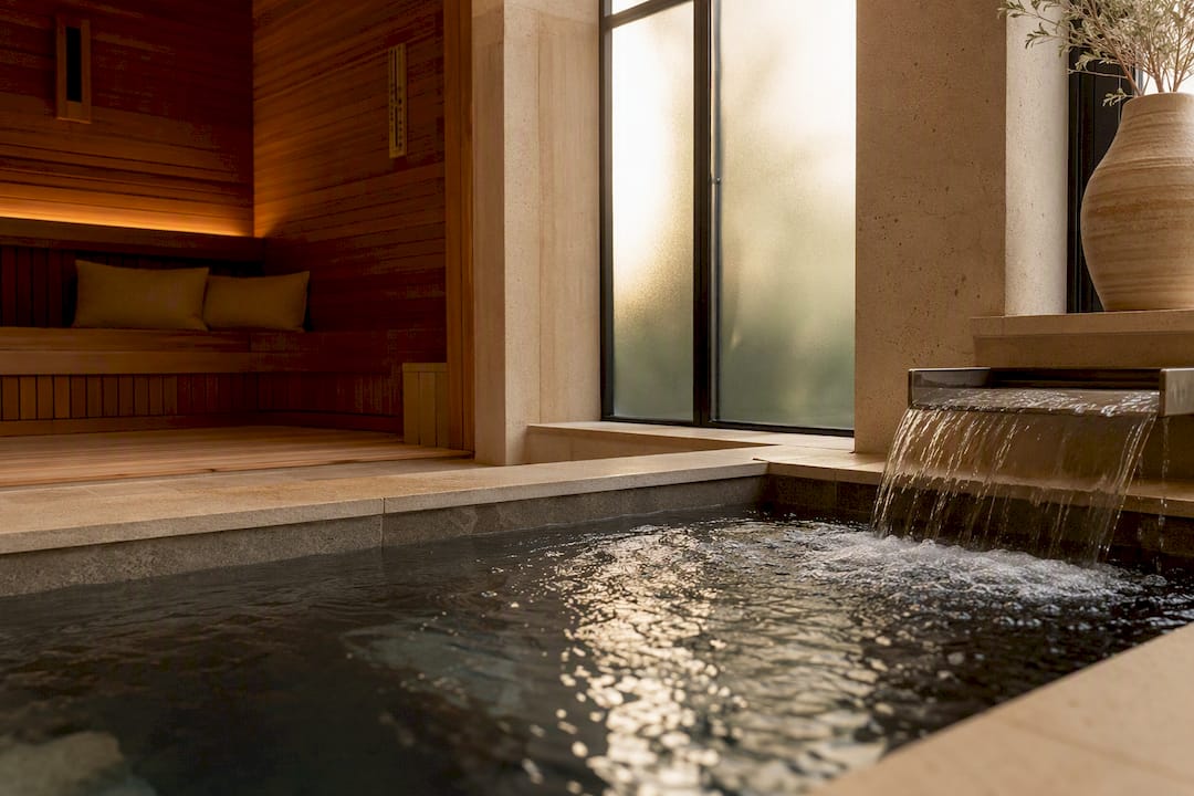 Calm wellness recovery hub sauna and cold plunge