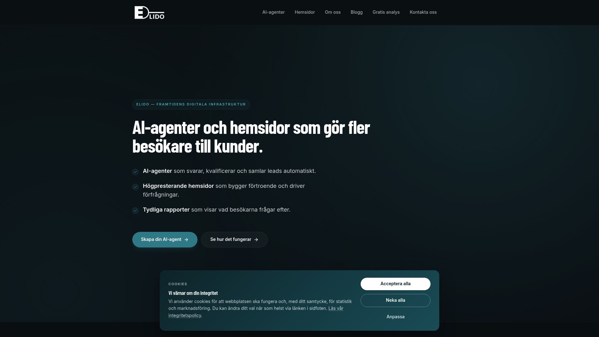 Elido AI-agent för företagshemsidor