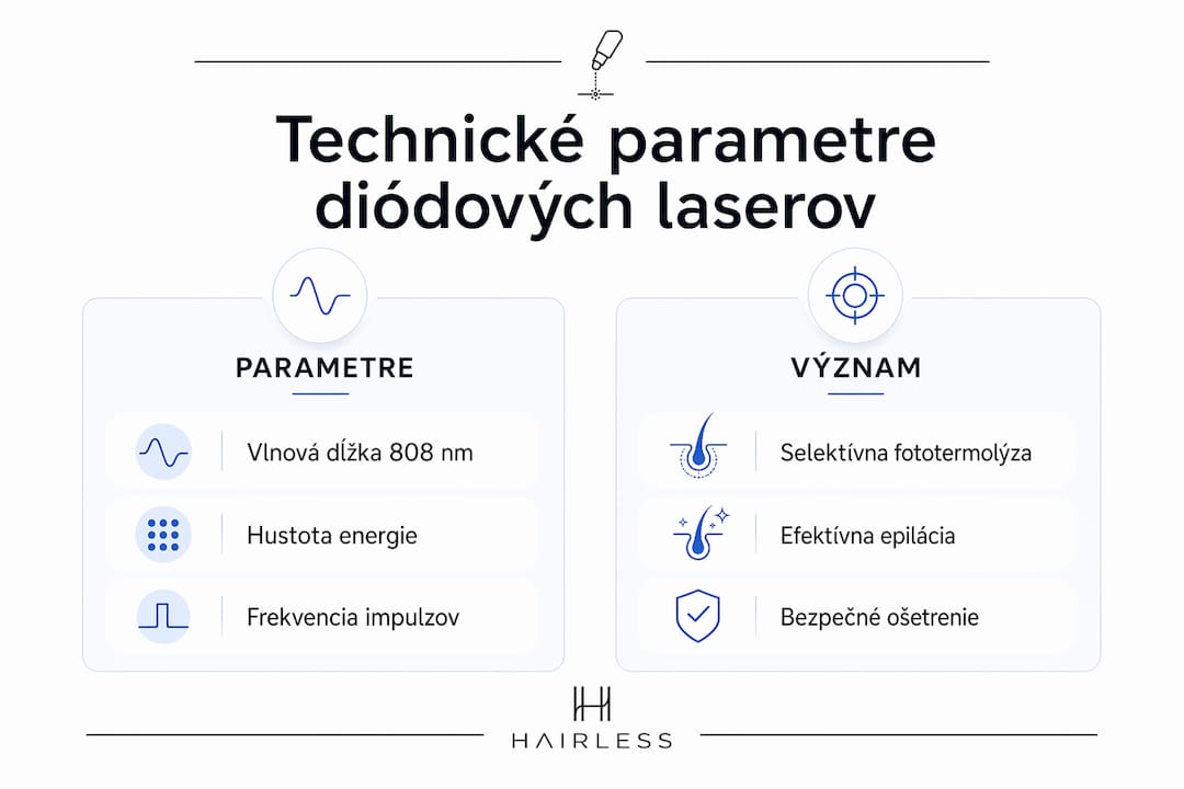 Prehľadová infografika s detailnými technickými údajmi o diódových laseroch