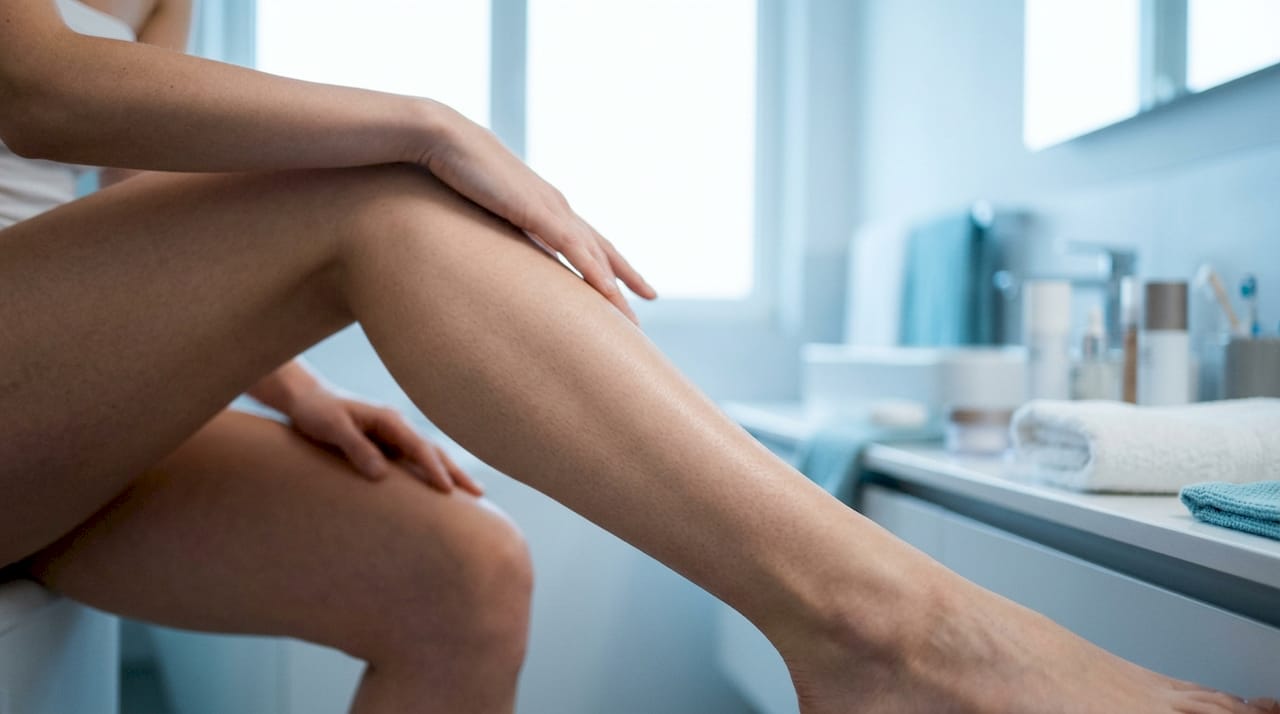 Detailné zábery oblastí pokožky pred a po laserovej epilácii