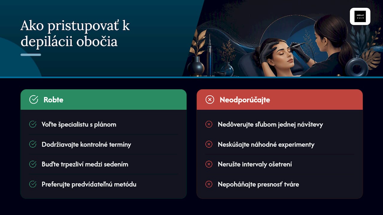 Porovnávací diagram metód odstraňovania chĺpkov z obočia