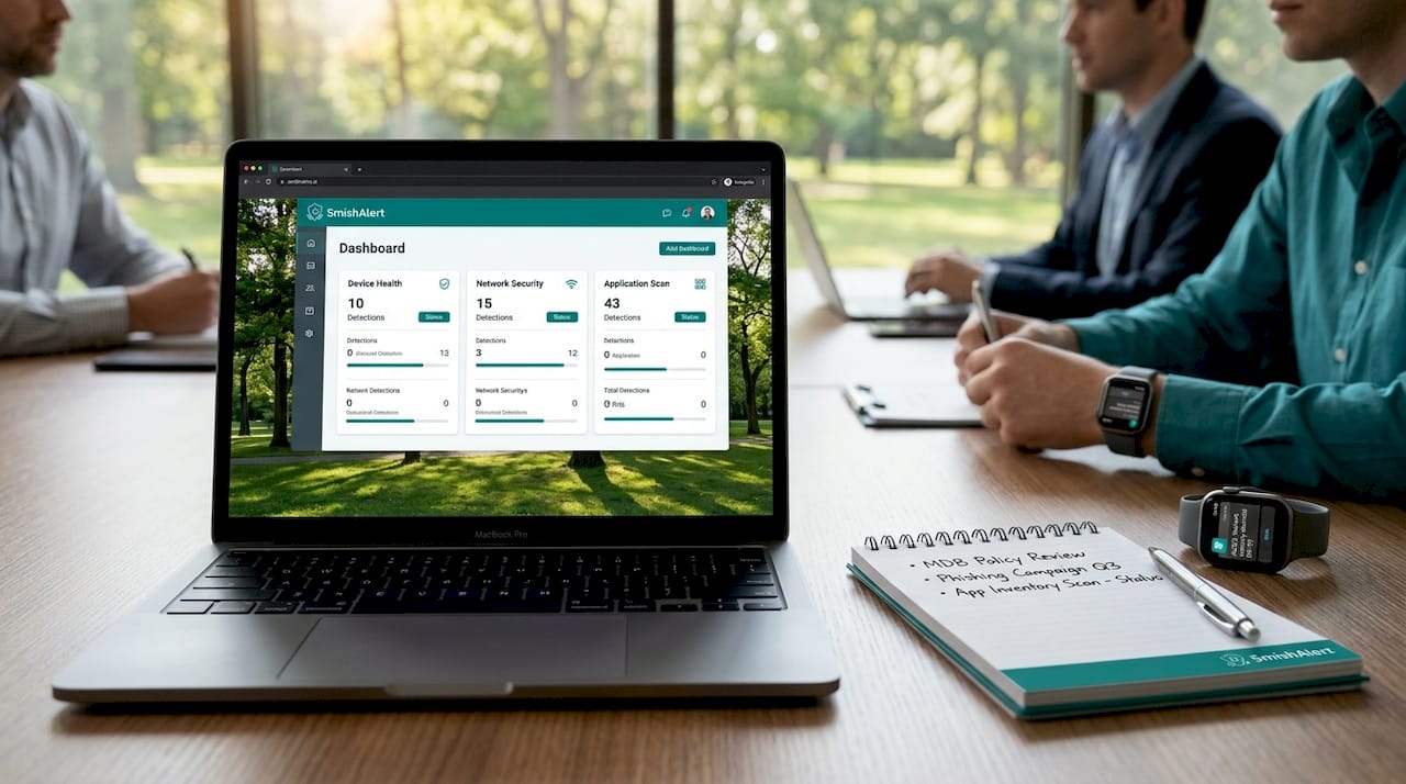 Mobile threat defense platform screen during review