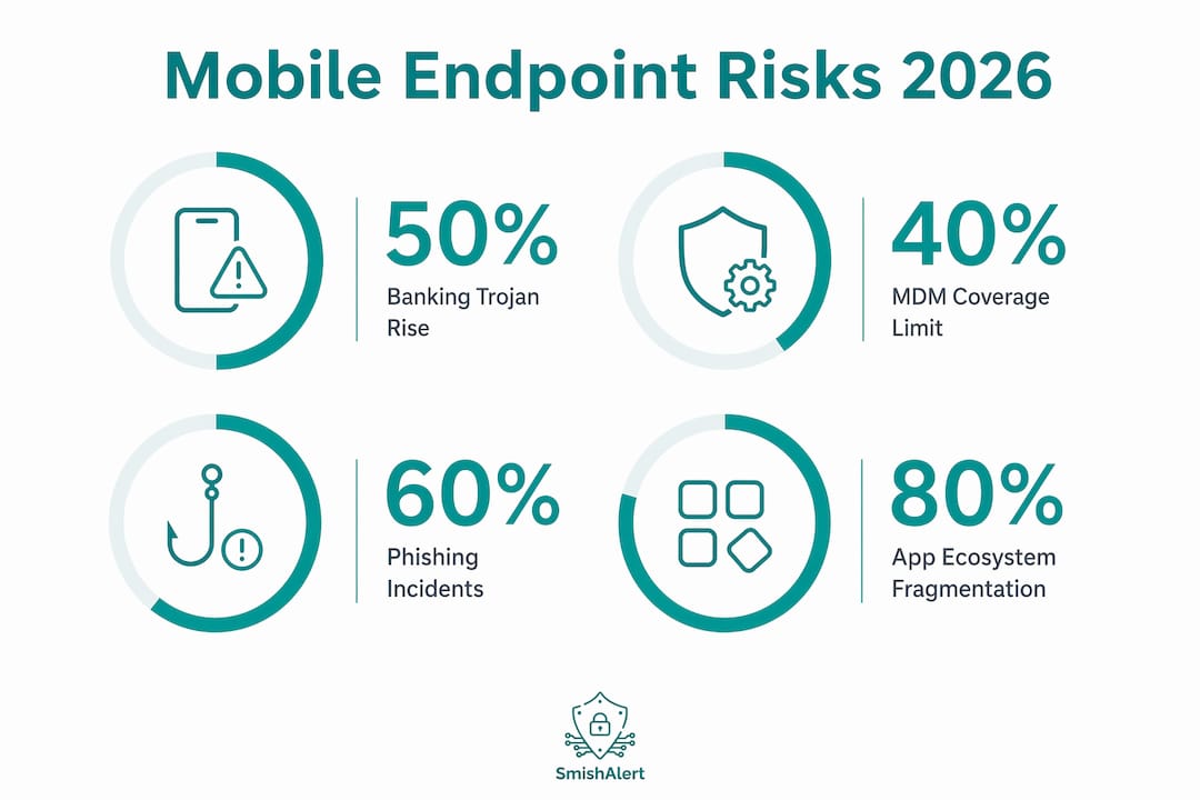 Infographic highlighting key mobile endpoint security risks in 2026
