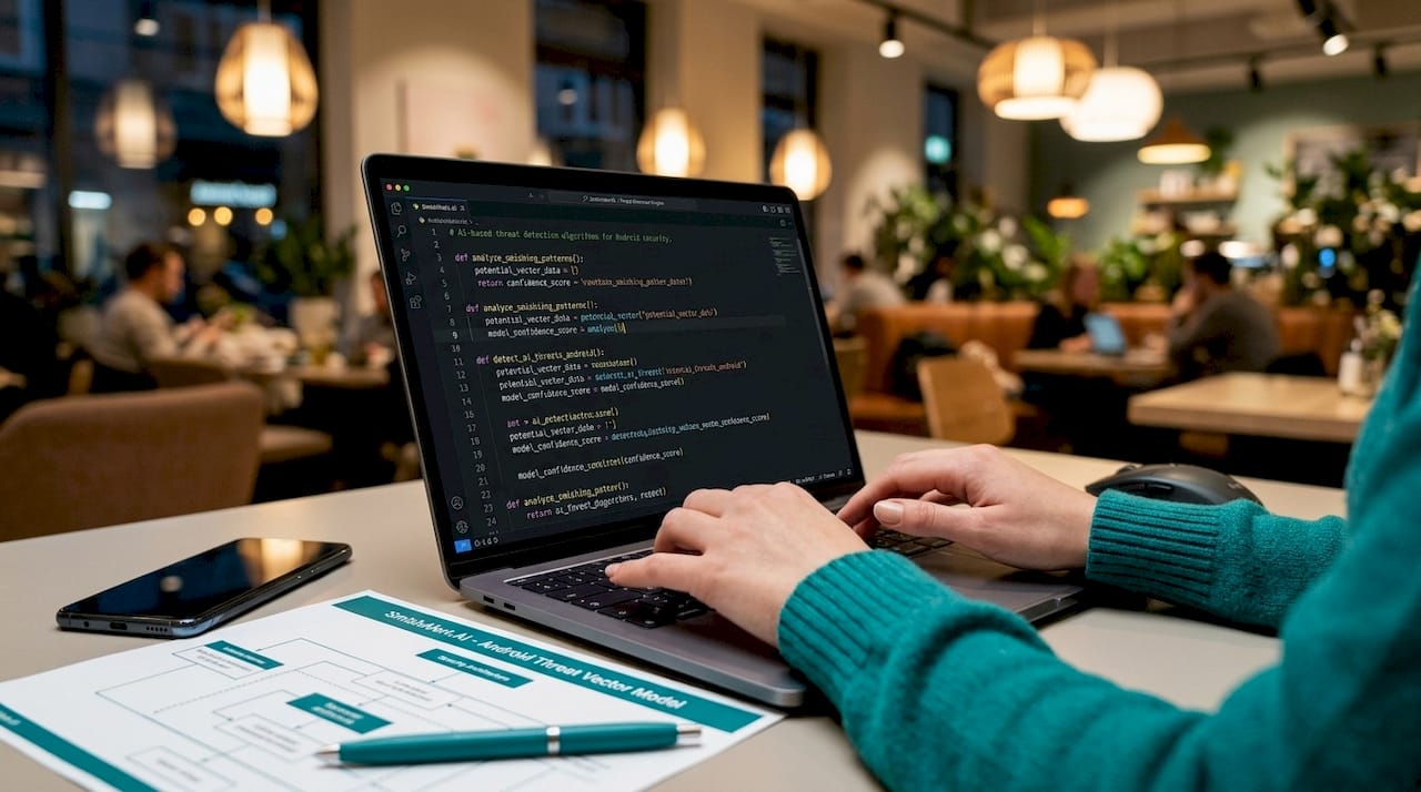 Developer coding Android AI security features