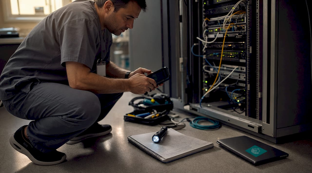 Close-up of hands configuring VPN on smartphone