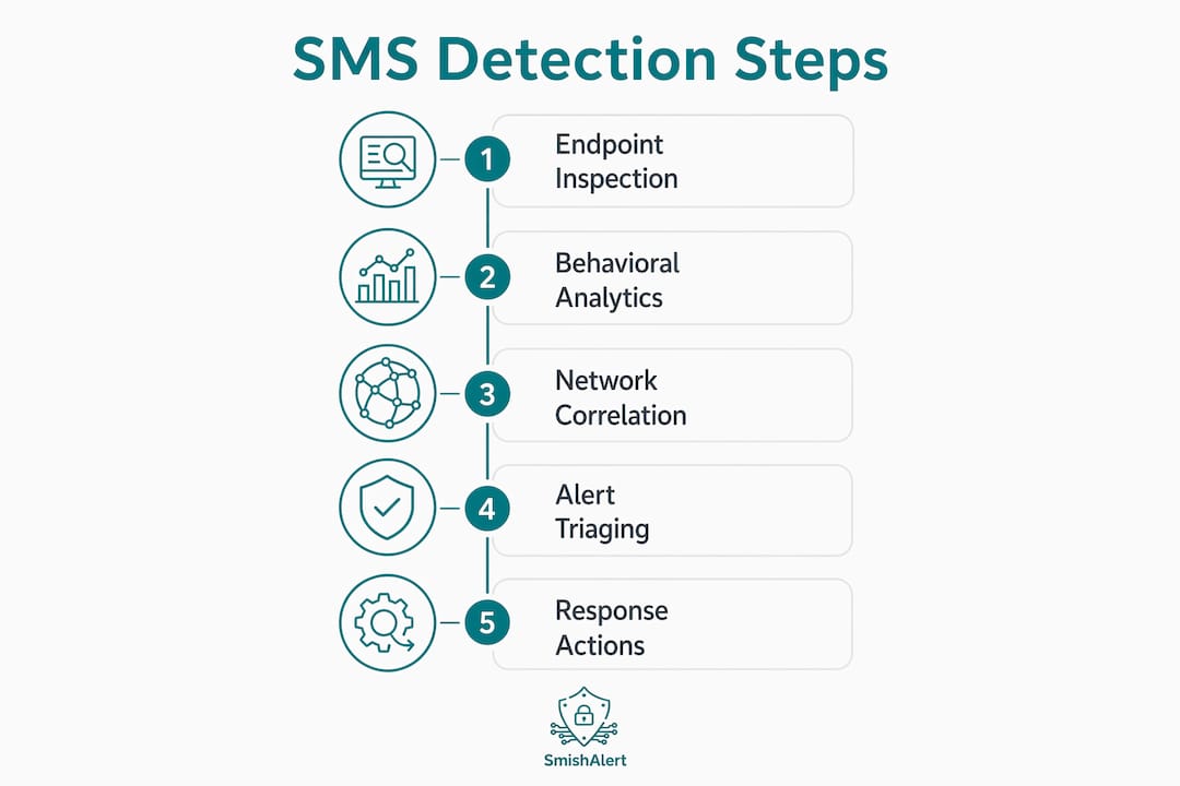 Infographic showing SMS threat detection steps