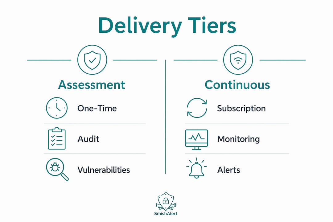 Comparison infographic of mobile security delivery tiers
