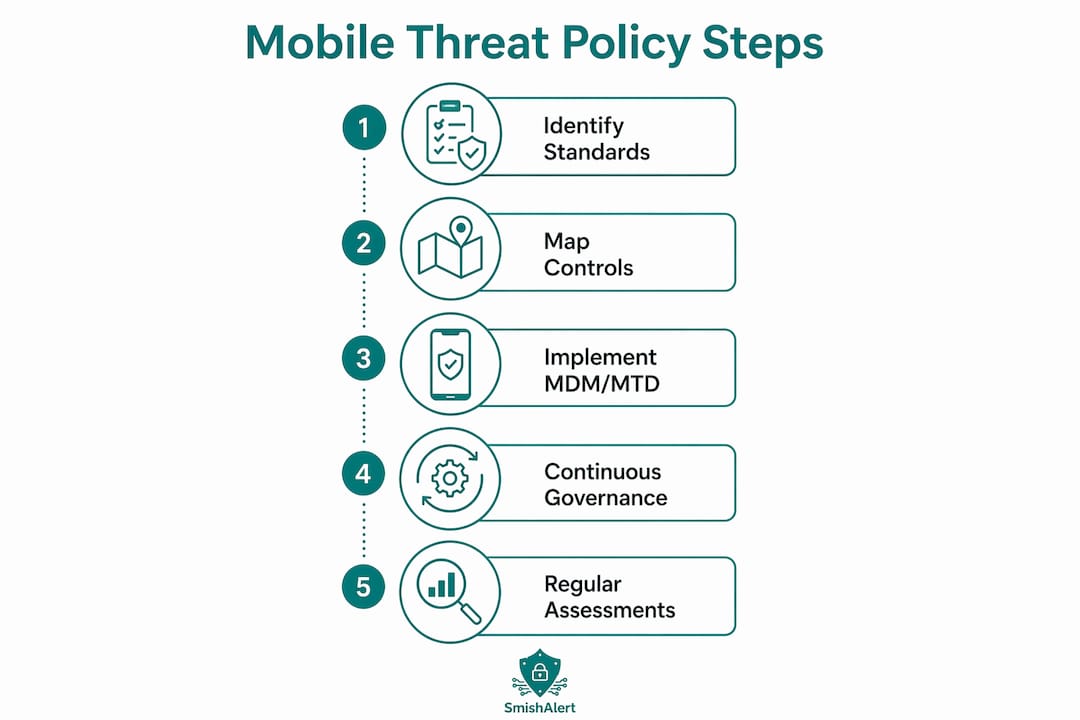 Infographic outlining mobile threat policy alignment steps