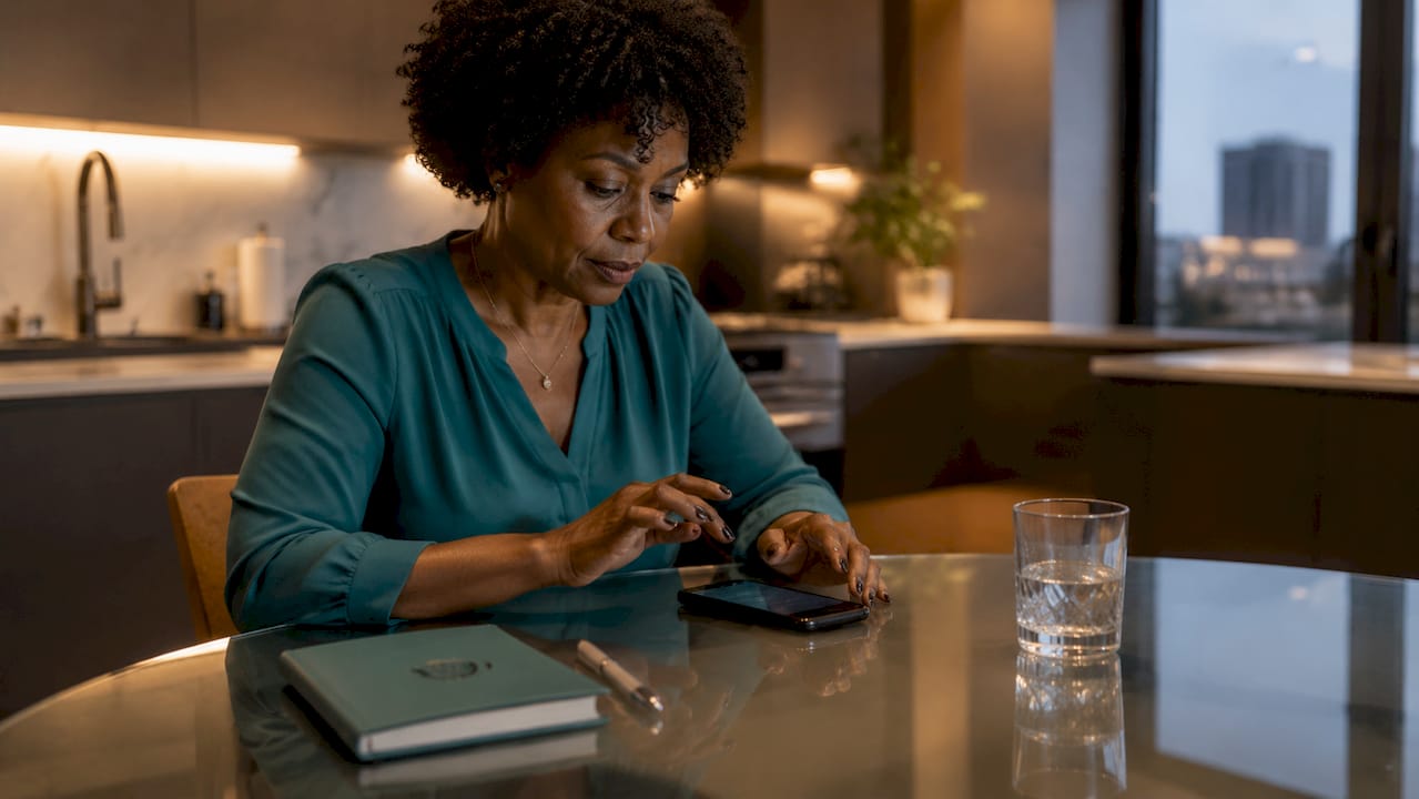 Hands configuring smartphone security settings