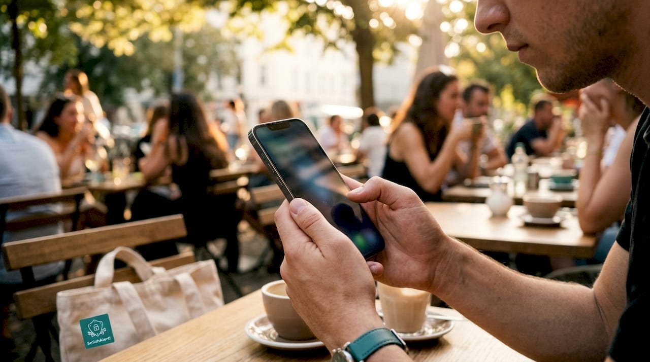 Hands holding smartphone demonstrating metadata vulnerability