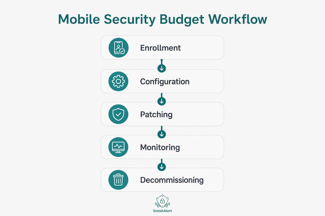 Infographic showing mobile security budgeting steps