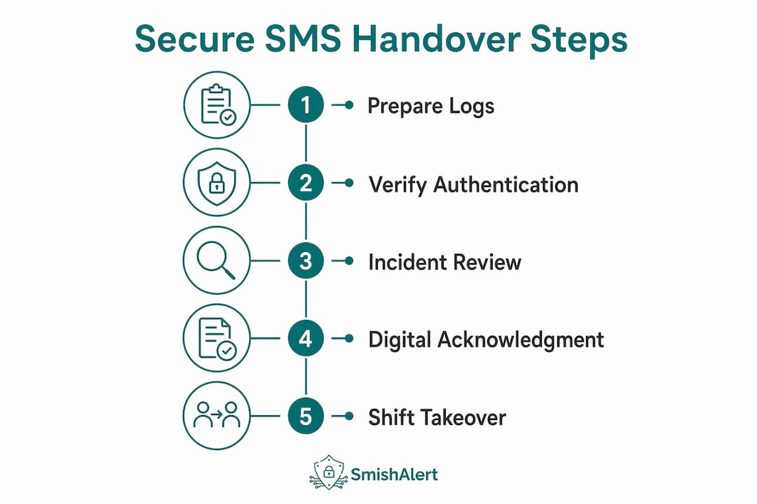 Infographic showing secure SMS handover process steps