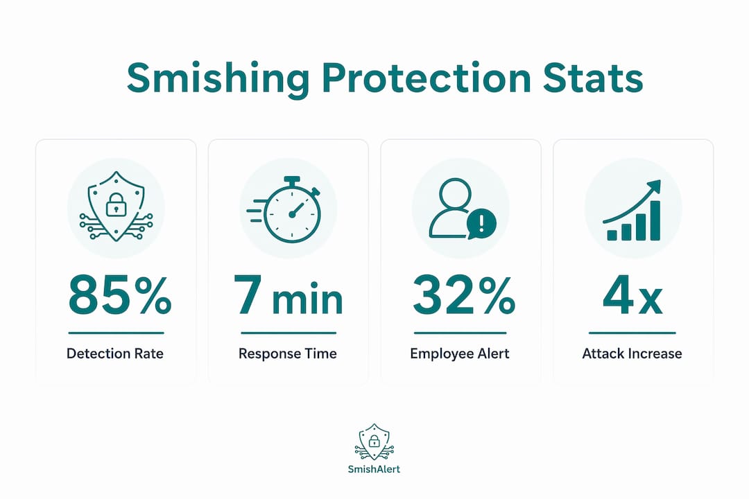 Infographic showing key smishing protection statistics