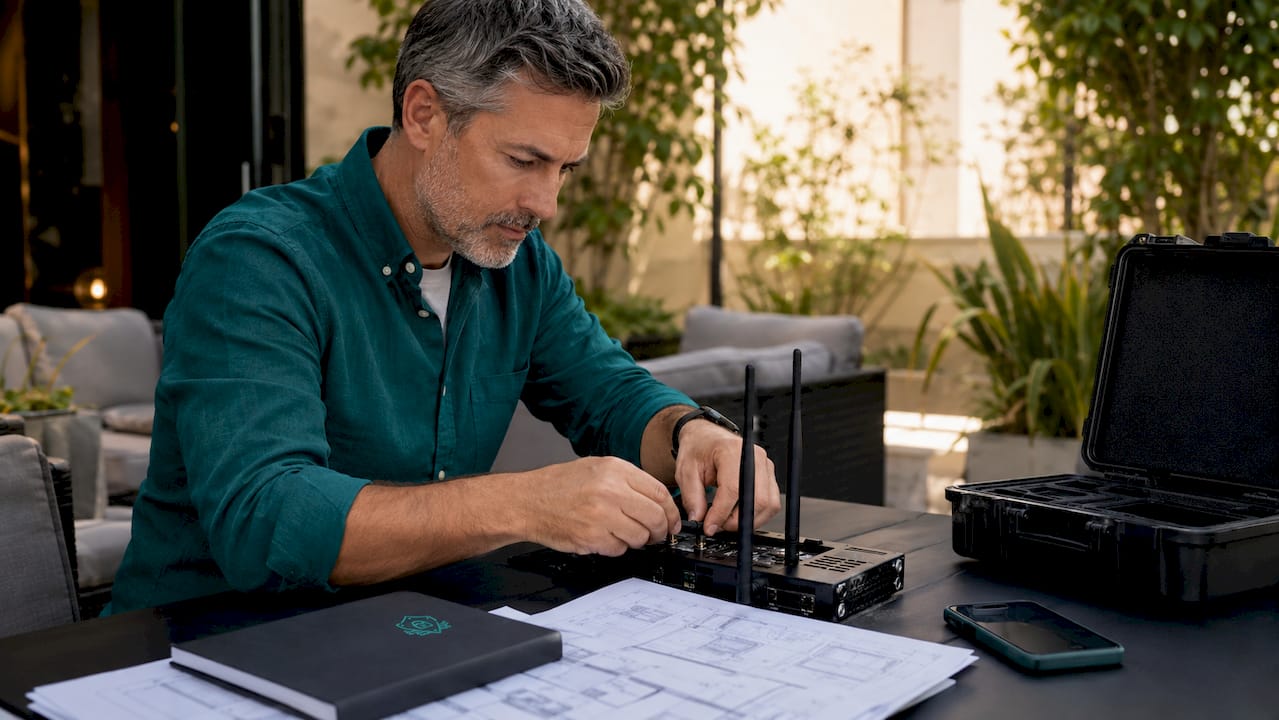 IT professional configuring mobile security device