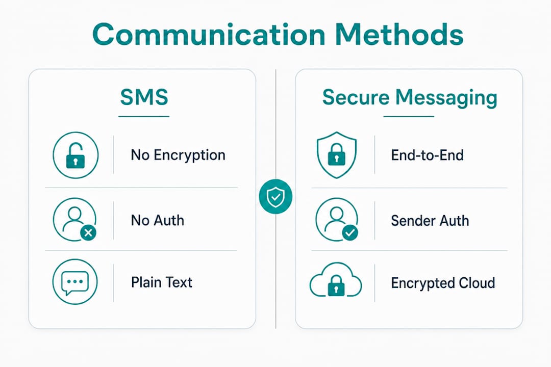 Comparison infographic of SMS vs secure messaging