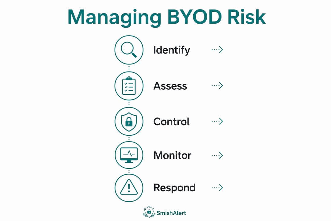 Infographic showing five key steps to manage BYOD risk